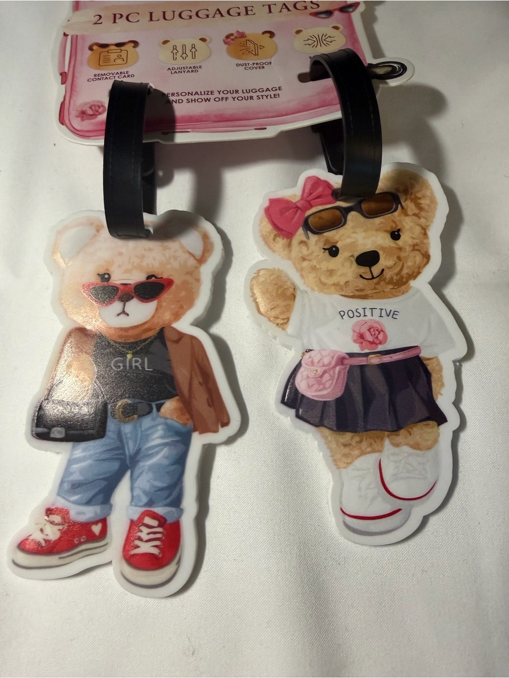 Teddy Bear Kids Luggage Tags/Bag Charm - 2 Pack by Mayim. NEW - Picture 3 of 4